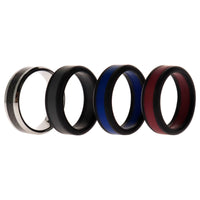 ROQ Silicone Wedding Twin Carbon Ring Set - Bordeaux