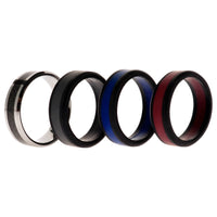 ROQ Silicone Wedding Twin Carbon Ring Set - Bordeaux