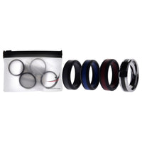 ROQ Silicone Wedding Twin Carbon Ring Set - Bordeaux