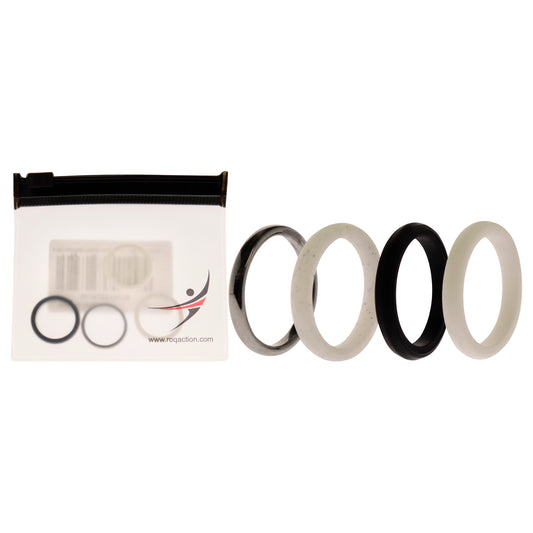 ROQ Silicone Wedding Twin 2mm Ring Set - Black-White