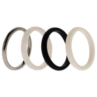 ROQ Silicone Wedding Twin 2mm Ring Set - Black-White