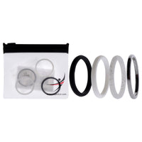 ROQ Silicone Wedding Twin 2mm Ring Set - Black-White