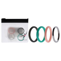 ROQ Silicone Wedding Twin 2mm Ring Set - Turquoise