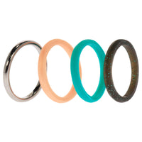 ROQ Silicone Wedding Twin 2mm Ring Set - Turquoise