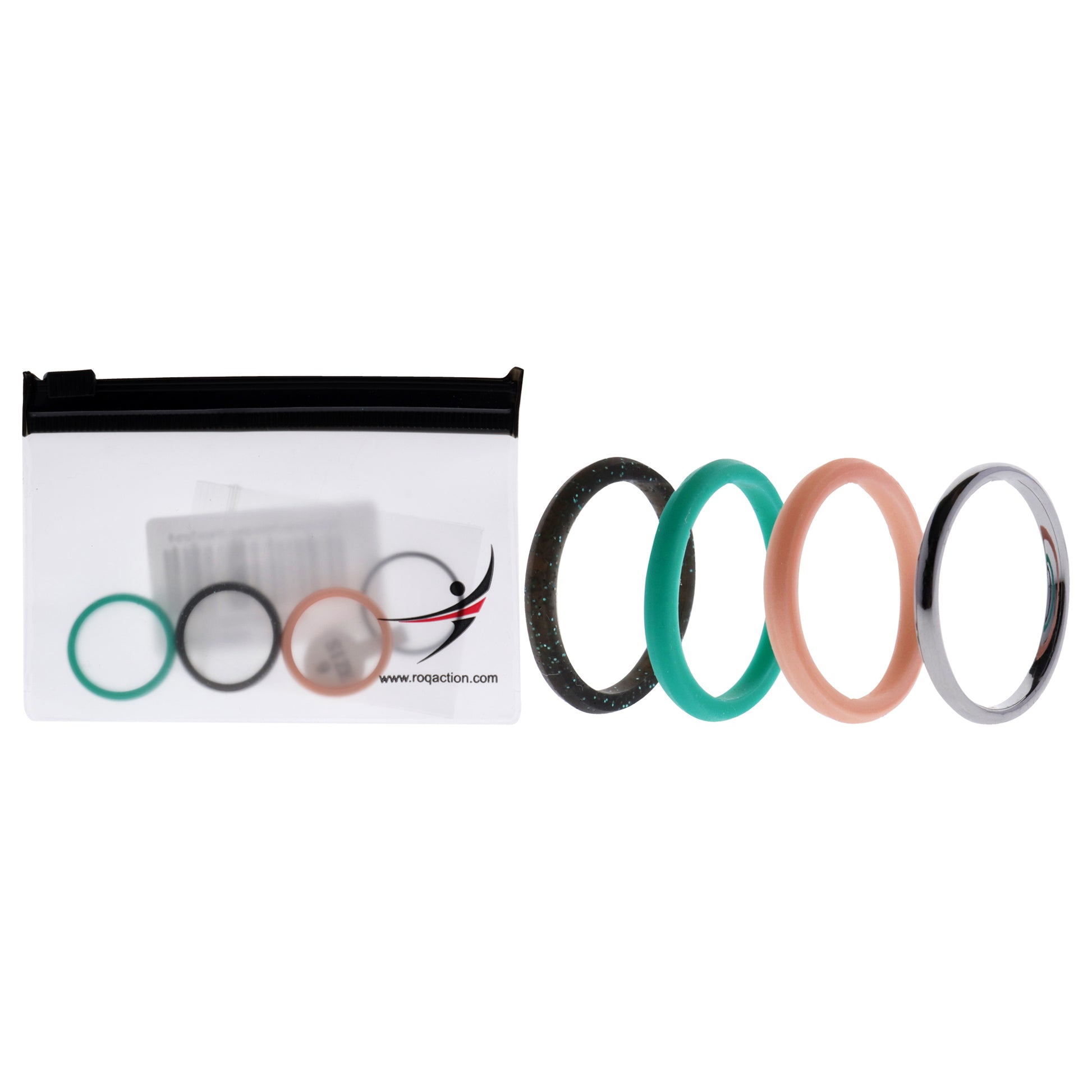 ROQ Silicone Wedding Twin 2mm Ring Set - Turquoise