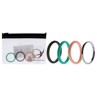 ROQ Silicone Wedding Twin 2mm Ring Set - Turquoise