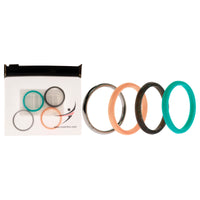 ROQ Silicone Wedding Twin 2mm Ring Set - Turquoise