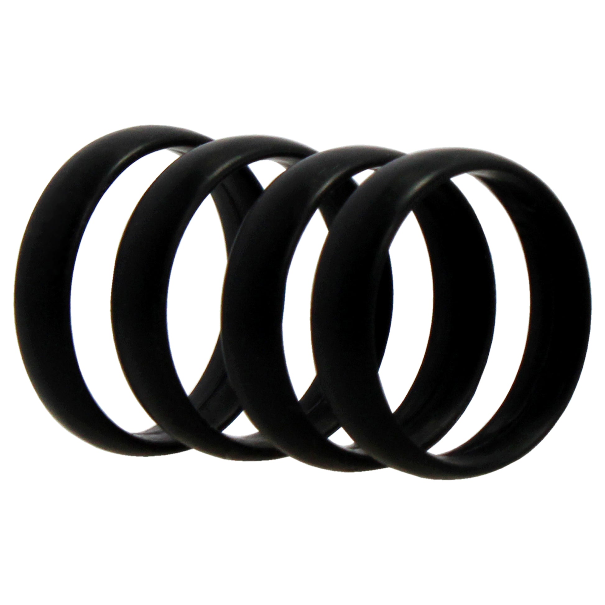 Silicone Wedding 6mm Smooth Ring Set - Black