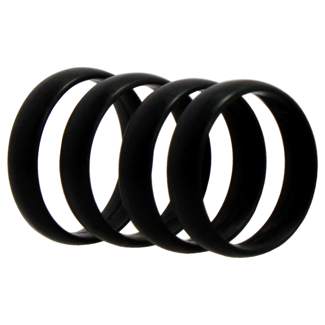 Silicone Wedding 6mm Smooth Ring Set - Black