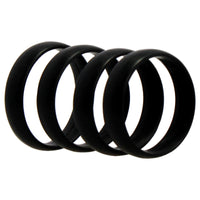 Silicone Wedding 6mm Smooth Ring Set - Black