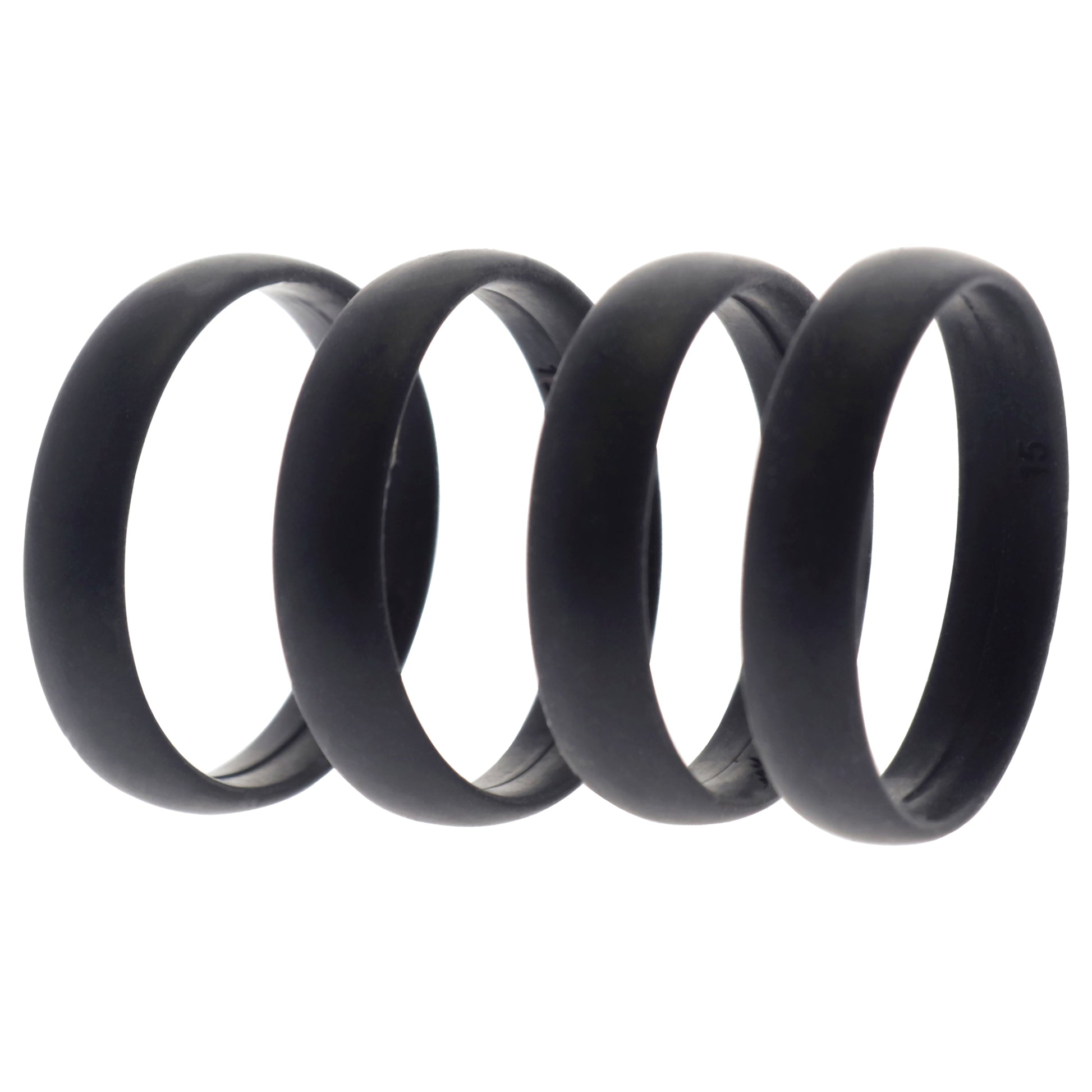 Silicone Wedding 6mm Smooth Ring Set - 4 Black