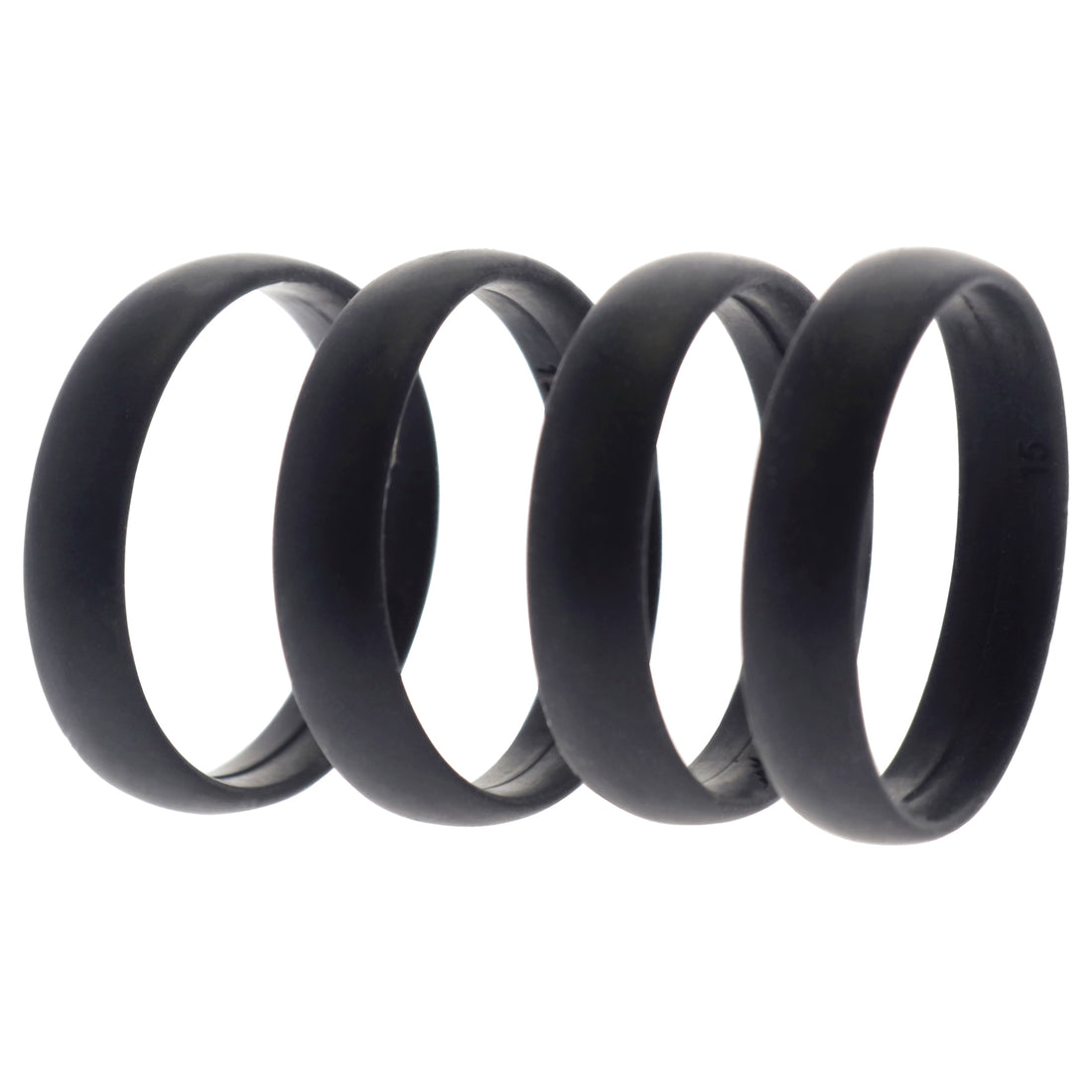 Silicone Wedding 6mm Smooth Ring Set - 4 Black