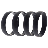 Silicone Wedding 6mm Smooth Ring Set - 4 Black