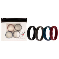 ROQ Silicone Wedding 6mm Smooth Ring Set - Bordeaux