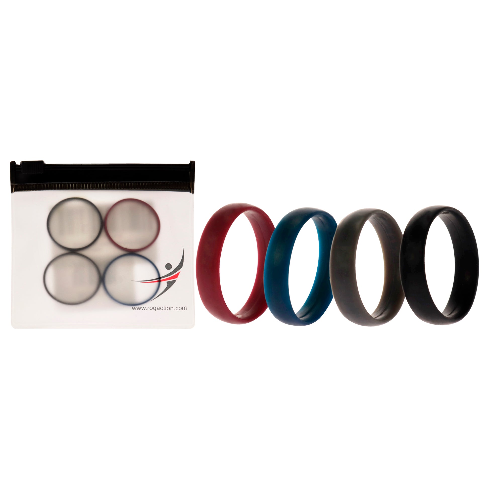 ROQ Silicone Wedding 6mm Smooth Ring Set - Bordeaux