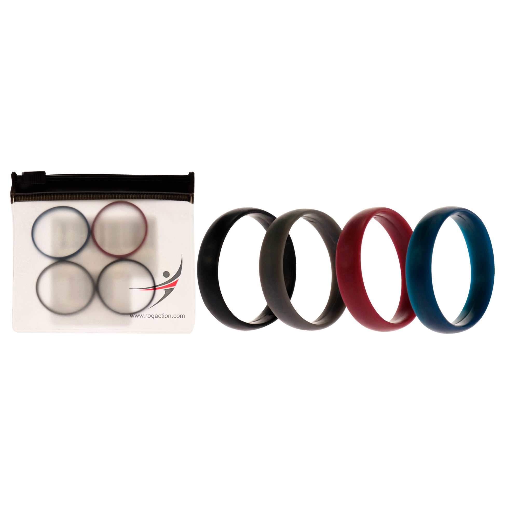 ROQ Silicone Wedding 6mm Smooth Ring Set - Bordeaux