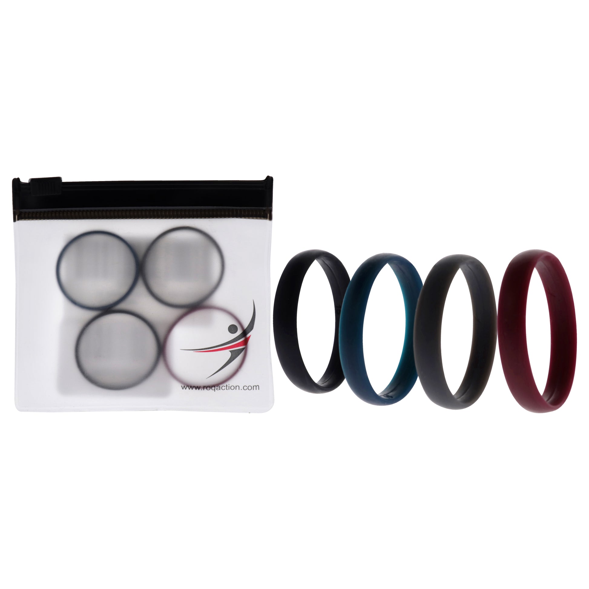 ROQ Silicone Wedding 6mm Smooth Ring Set - Bordeaux