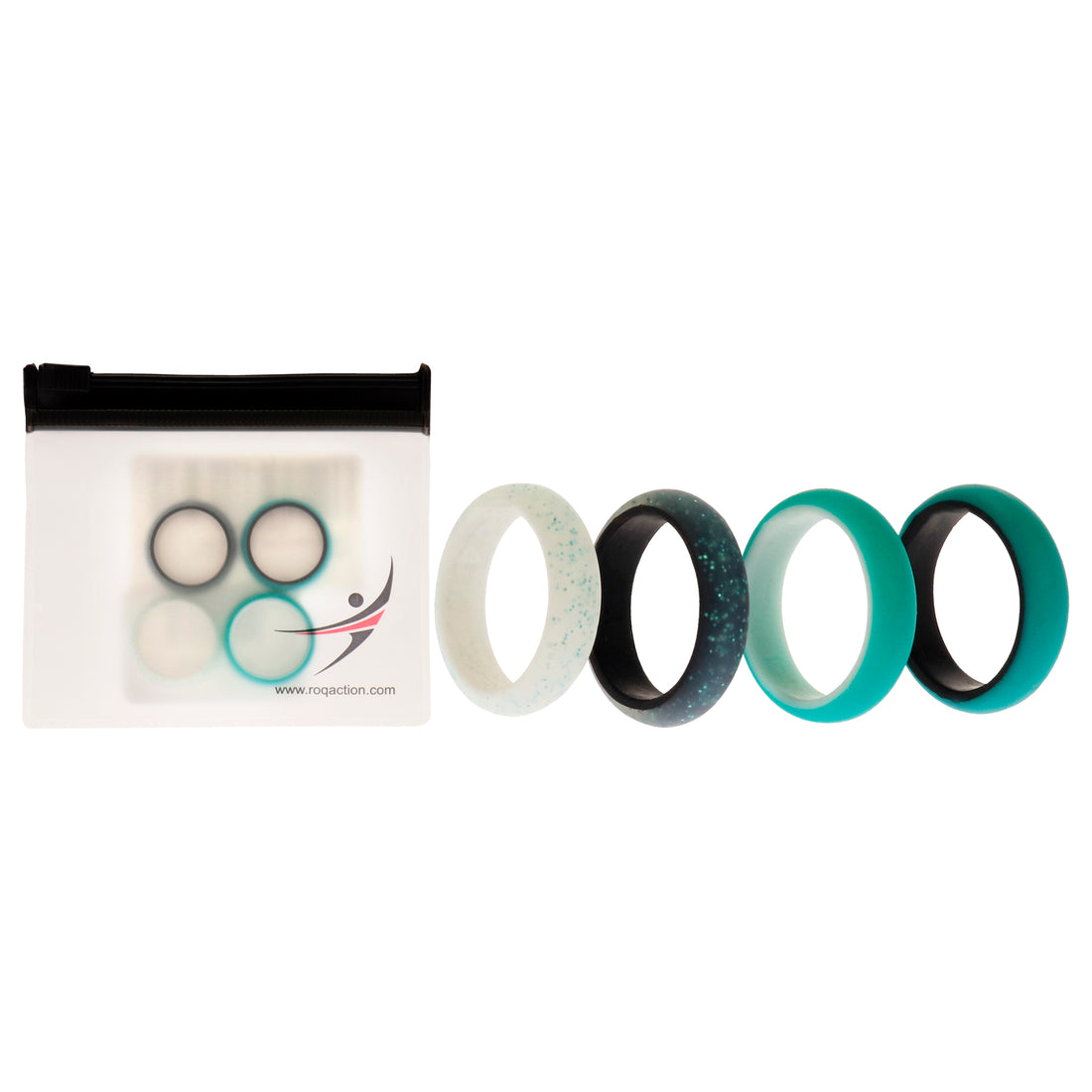 ROQ Silicone Wedding 2Layer Ring Set - Turquoise