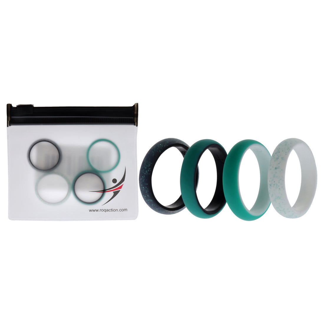 ROQ Silicone Wedding 2Layer Ring Set - Turquoise