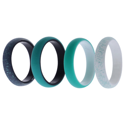 ROQ Silicone Wedding 2Layer Ring Set - Turquoise