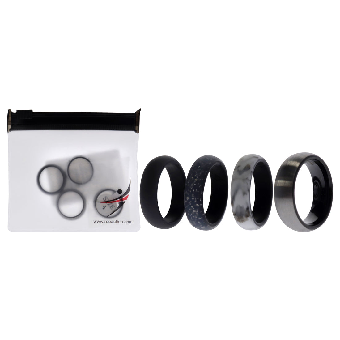 ROQ Silicone Wedding Twin Brushed 6mm Ring Set - Marble