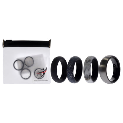 ROQ Silicone Wedding Twin Brushed 6mm Ring Set - Marble