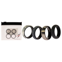 ROQ Silicone Wedding Twin Brushed 6mm Ring Set - Marble