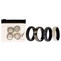 ROQ Silicone Wedding Twin Brushed 6mm Ring Set - Marble