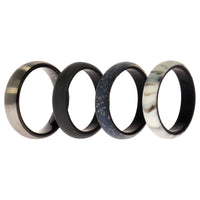 ROQ Silicone Wedding Twin Brushed 6mm Ring Set - Marble