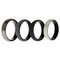 ROQ Silicone Wedding Twin Brushed 6mm Ring Set - Marble