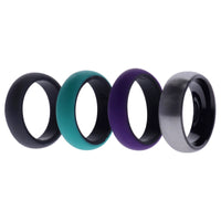 ROQ Silicone Wedding Twin Brushed 6mm Ring Set - Turquoise