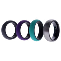 ROQ Silicone Wedding Twin Brushed 6mm Ring Set - Turquoise