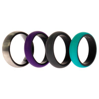 ROQ Silicone Wedding Twin Brushed 6mm Ring Set - Turquoise