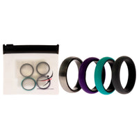 ROQ Silicone Wedding Twin Brushed 6mm Ring Set - Turquoise