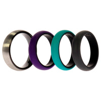 ROQ Silicone Wedding Twin Brushed 6mm Ring Set - Turquoise