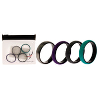 ROQ Silicone Wedding Twin Brushed 6mm Ring Set - Turquoise