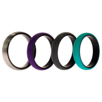 ROQ Silicone Wedding Twin Brushed 6mm Ring Set - Turquoise