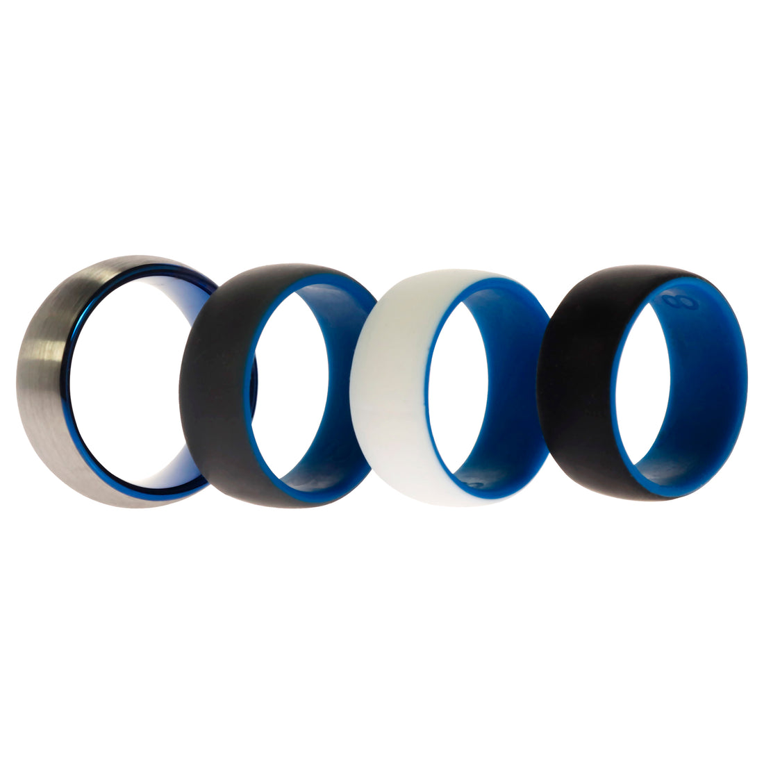 ROQ Silicone Wedding Twin Dome 8mm Ring Set - Blue