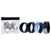 ROQ Silicone Wedding Twin Dome 8mm Ring Set - Blue