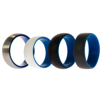 ROQ Silicone Wedding Twin Dome 8mm Ring Set - Blue