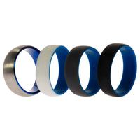 ROQ Silicone Wedding Twin Dome 8mm Ring Set - Blue