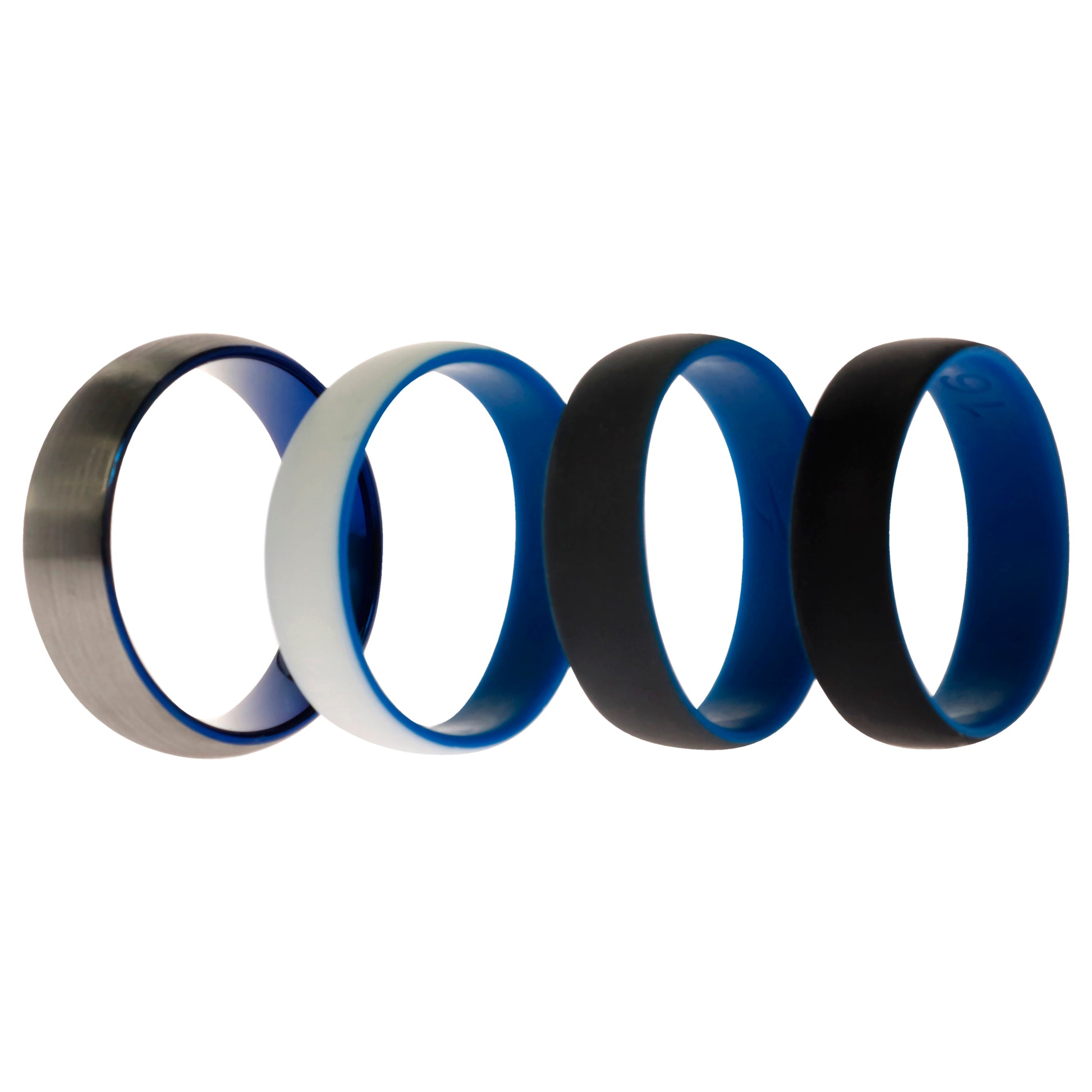 ROQ Silicone Wedding Twin Dome 8mm Ring Set - Blue