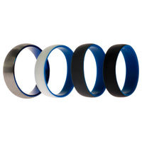 ROQ Silicone Wedding Twin Dome 8mm Ring Set - Blue