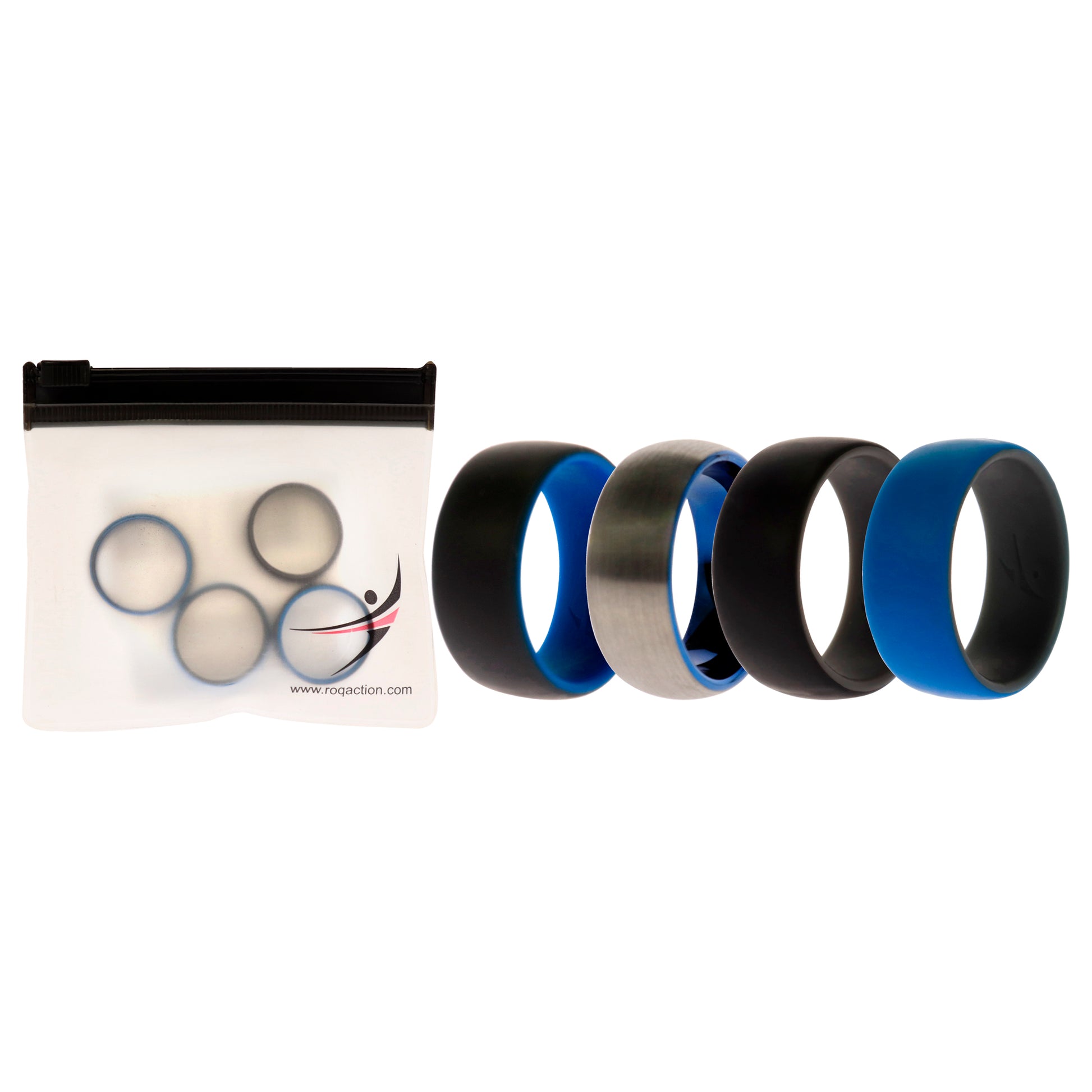 ROQ Silicone Wedding Twin Dome 8mm Ring Set - Grey