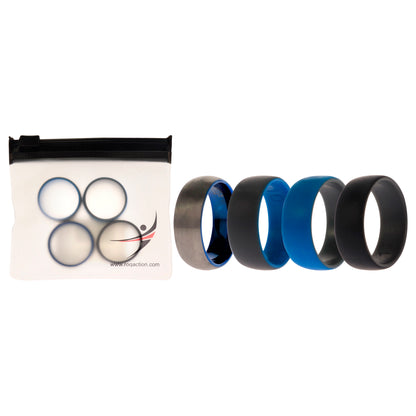 ROQ Silicone Wedding Twin Dome 8mm Ring Set - Grey