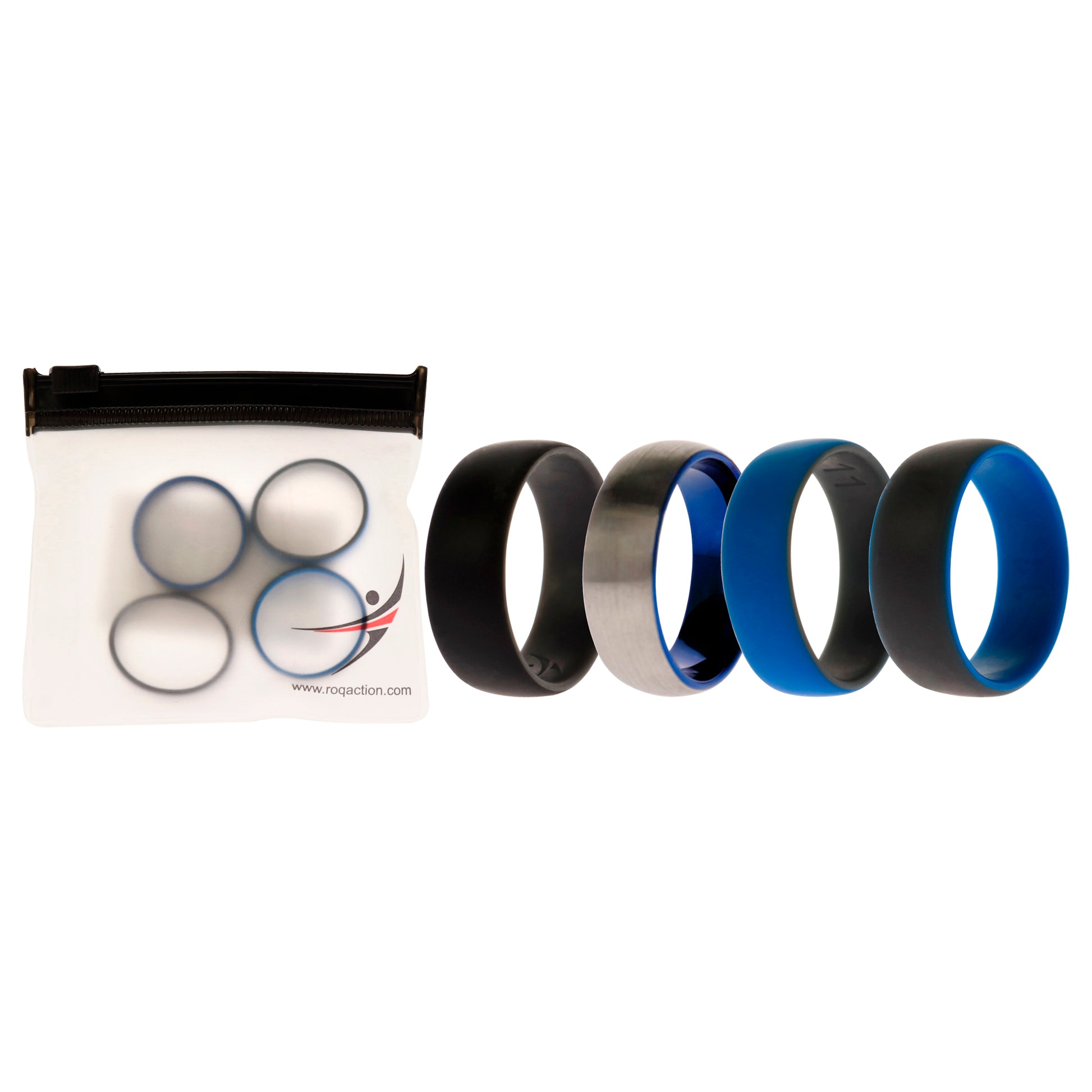 ROQ Silicone Wedding Twin Dome 8mm Ring Set - Grey