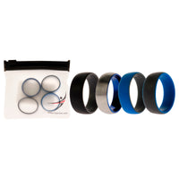 ROQ Silicone Wedding Twin Dome 8mm Ring Set - Grey