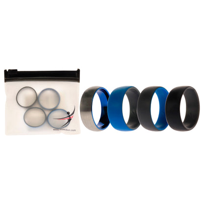 ROQ Silicone Wedding Twin Dome 8mm Ring Set - Grey
