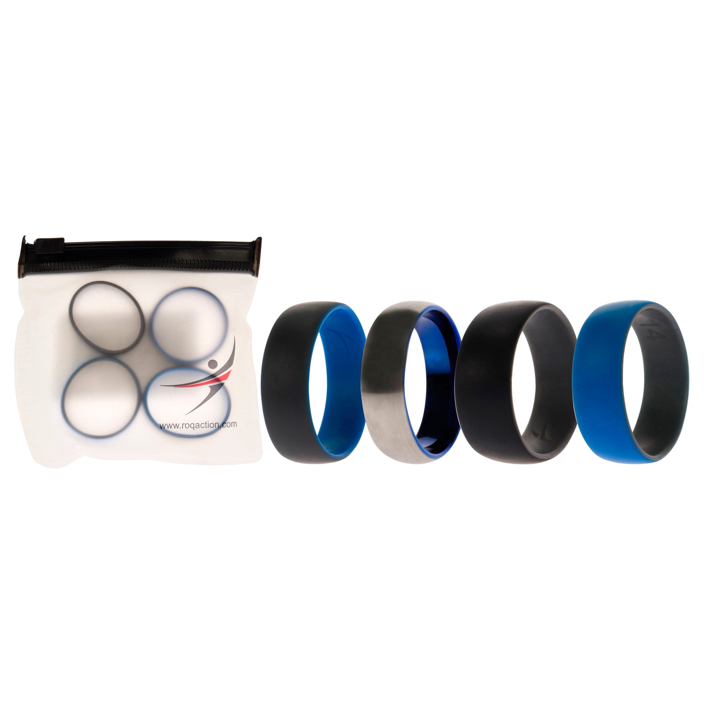 ROQ Silicone Wedding Twin Dome 8mm Ring Set - Grey