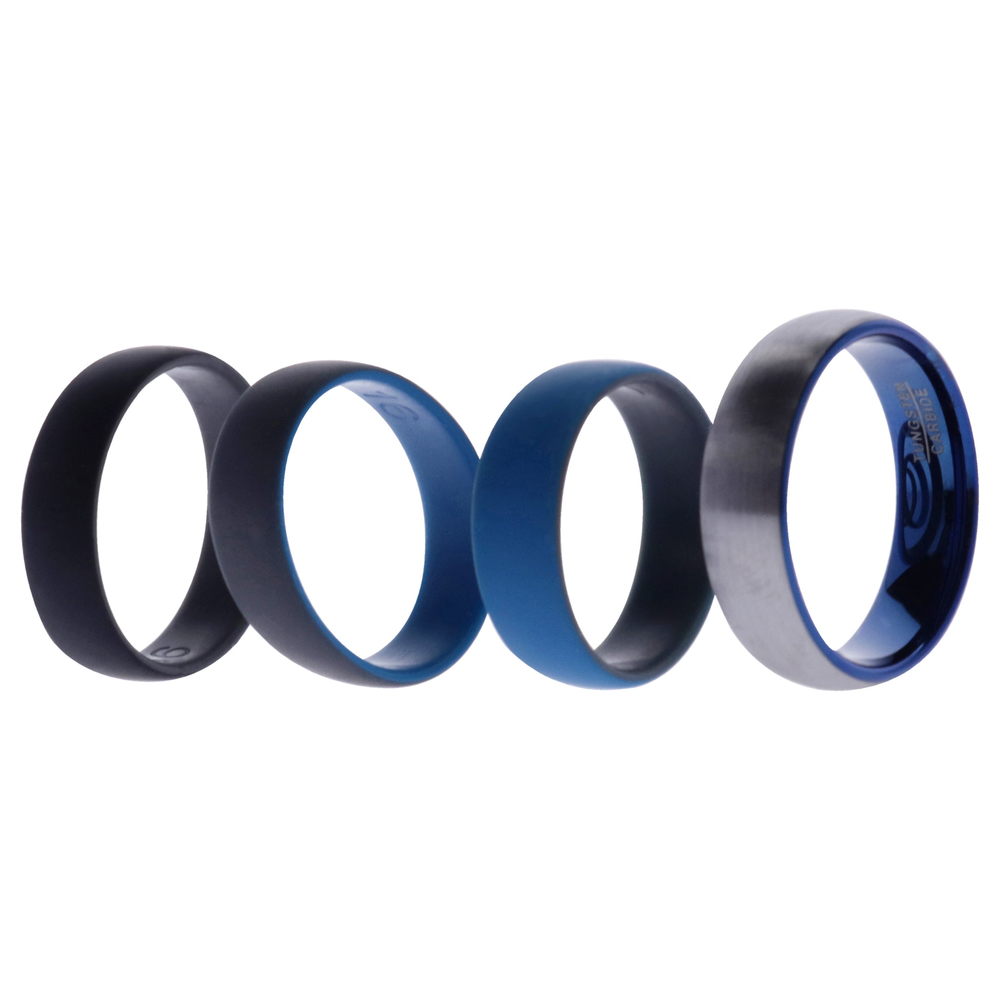 ROQ Silicone Wedding Twin Dome 8mm Ring Set - Grey